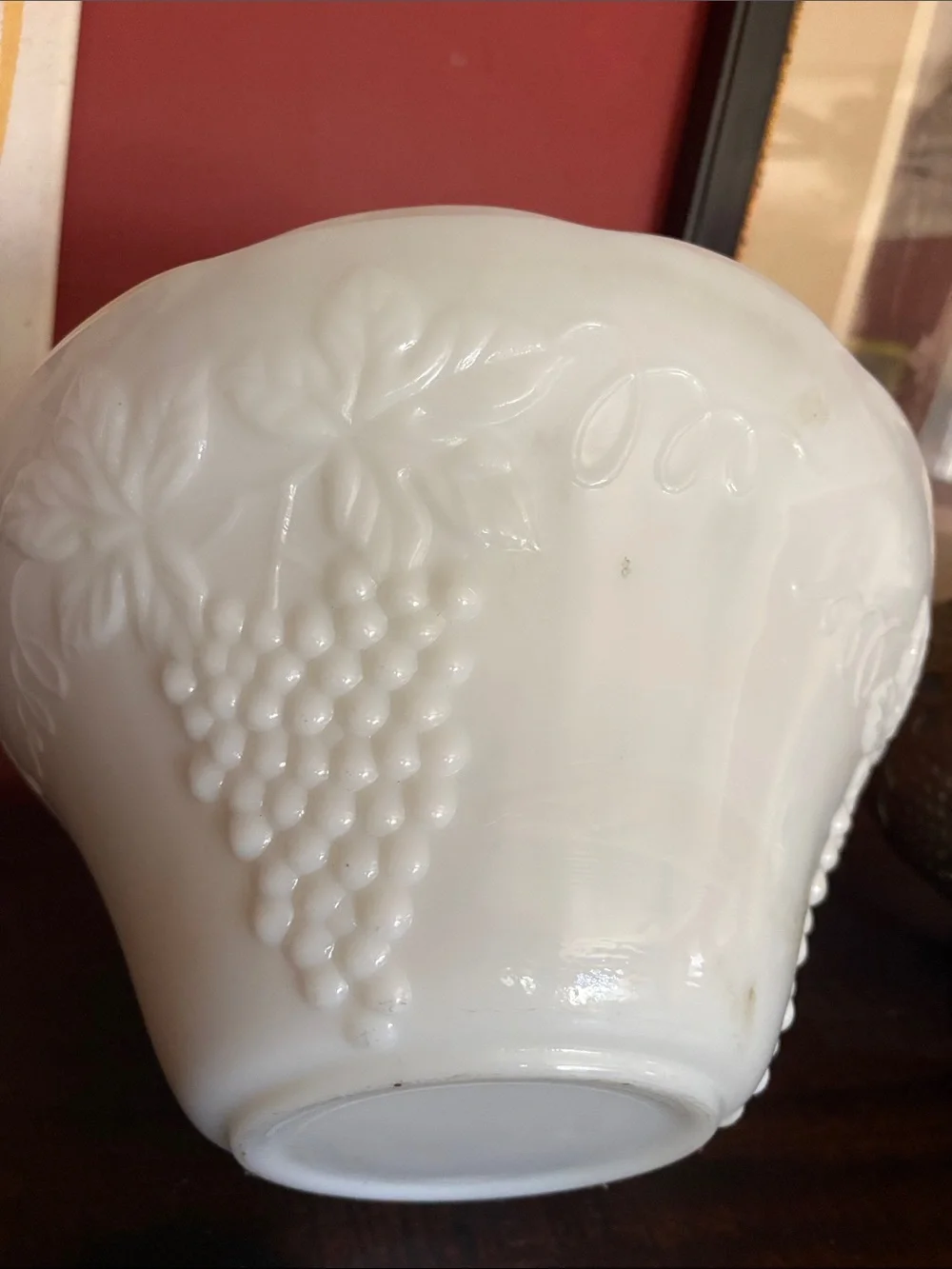 White Embossed Grape Milk Glass Decorative Bowl - Unbranded